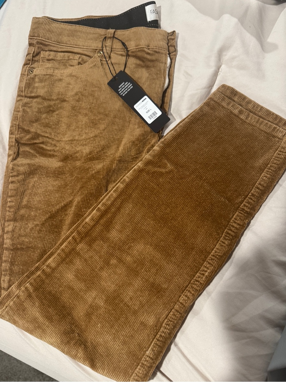 Fashion Nova Men's Tan Corduroy Slim Straight Jeans